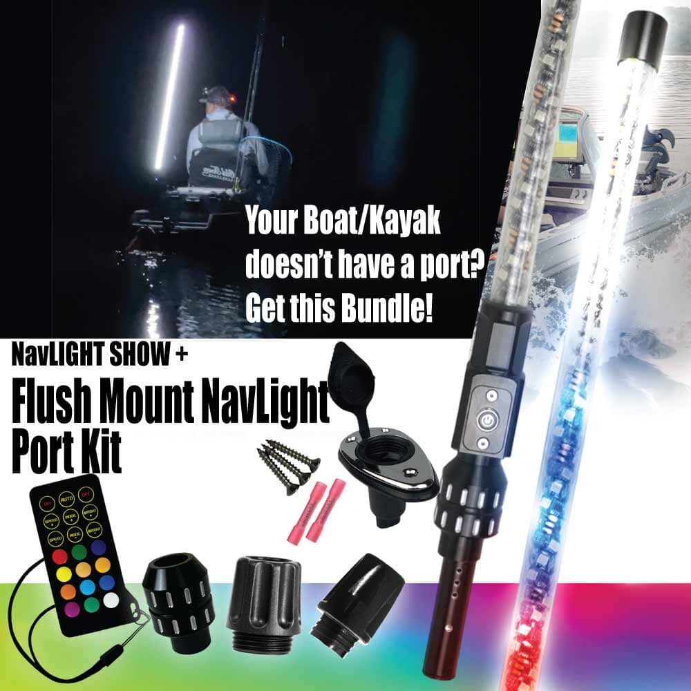 NavLIGHT SHOW 4ft. [360/LED] - YOLOtek B. [Kayak] NavLIGHT SHOW 4ft with Flush Mount Port Kit YOLOtek
