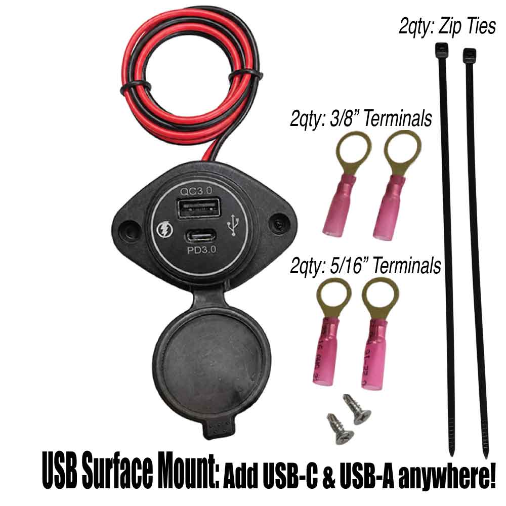 Surface Mount USB-C & Standard USB-A (Add USB Anywhere)