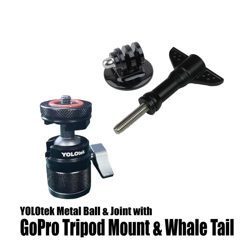 YOLOtek Metal Ball & Joint with GoPro Tripod Mount + Standard Whale Tail Screw