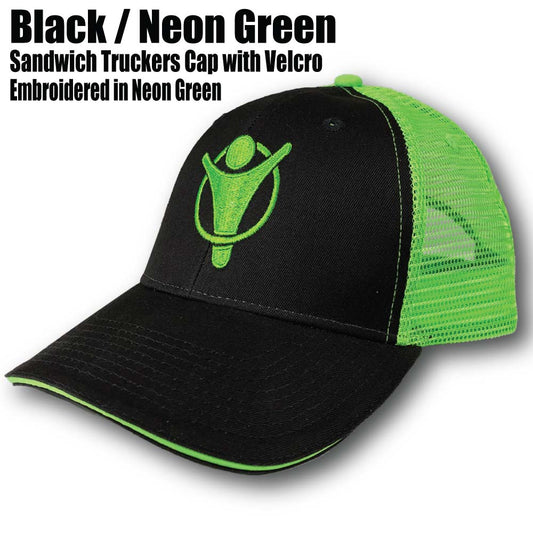 Truckers Sandwich Hat Black/Neon Green - YOLOtek TRUCKER SANDWICH CAP