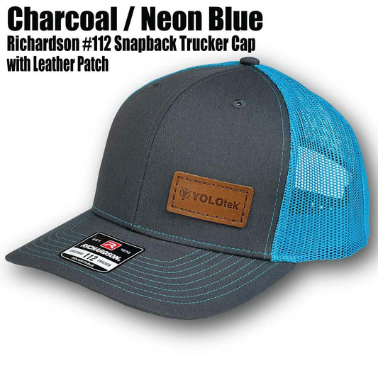 Richardson #112 Hat Charcoal/Neon Blue - YOLOtek RICHARDSON TRUCKERS CAP (SNAPBACK)