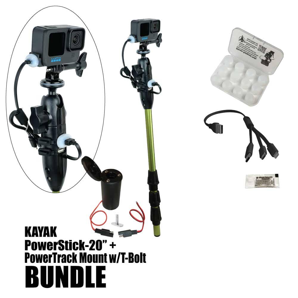 Kayak PowerStick-20" + PowerTrack Mount w/T-Bolt - YOLOtek 02-PowerStick-20" + PowerTrack Mount w/T-Bolt BUNDLE ~