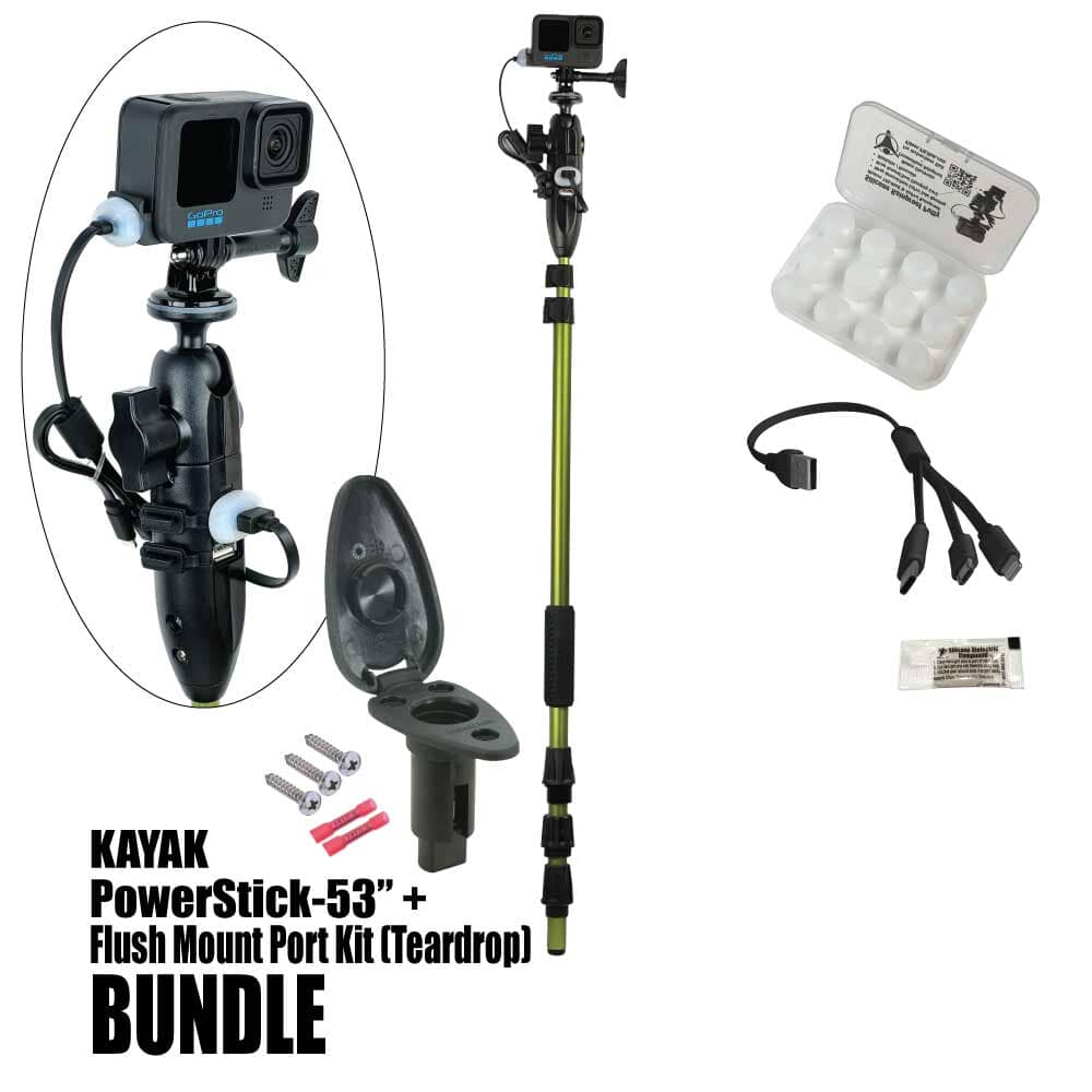 Kayak PowerStick-53"+ Flush Mount Port Kit (Teardrop) - YOLOtek 02-PowerStick-53" + Flush Mount Port Kit (Teardrop) BUNDLE ~