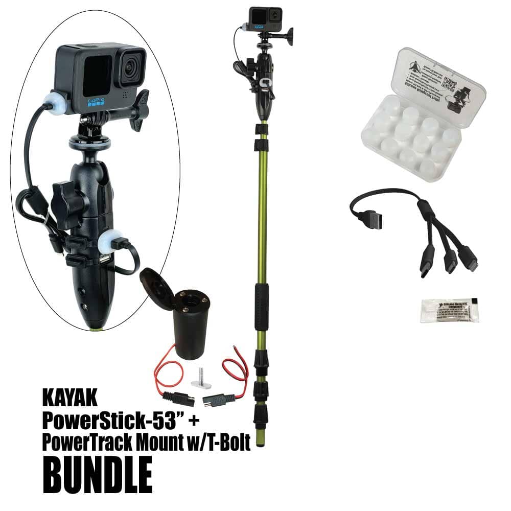 Kayak PowerStick-53"+PowerTrack Mount w/T-Bolt - YOLOtek 02-PowerStick-53" + PowerTrack Mount w/T-Bolt BUNDLE ~