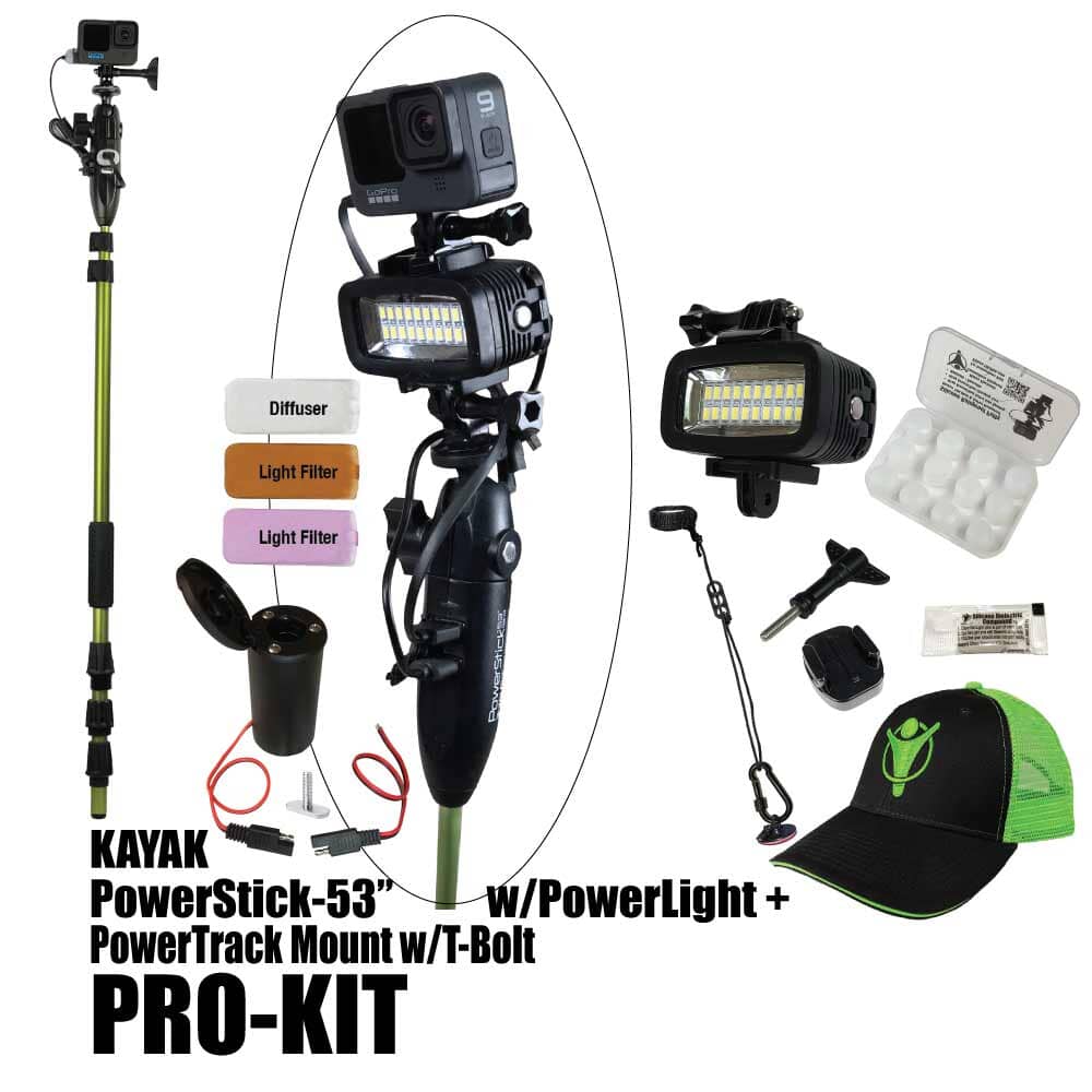 Kayak PowerStick-53"+PowerTrack Mount w/T-Bolt - YOLOtek 04-PowerStick-53" + PowerTrack Mount w/T-Bolt PRO-KIT w/PowerLight ~