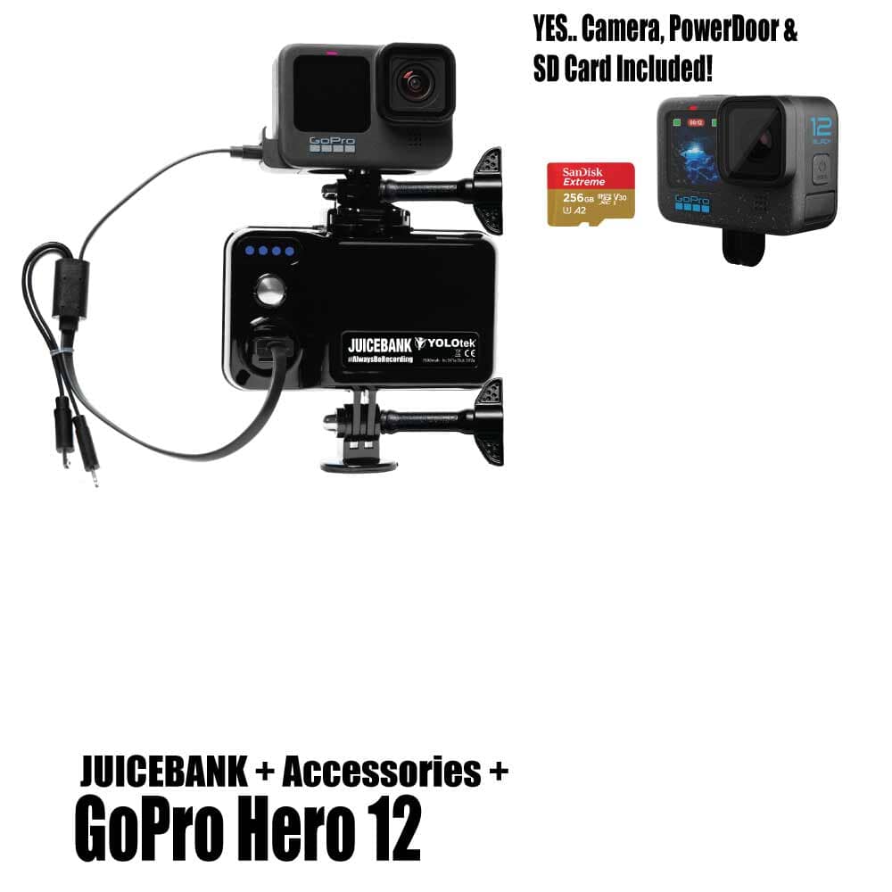 JUICEBANK: GoPro Battery+Mount - YOLOtek GP4-JUICEBANK + GoPro Hero 12 w/256gb SDCard ~