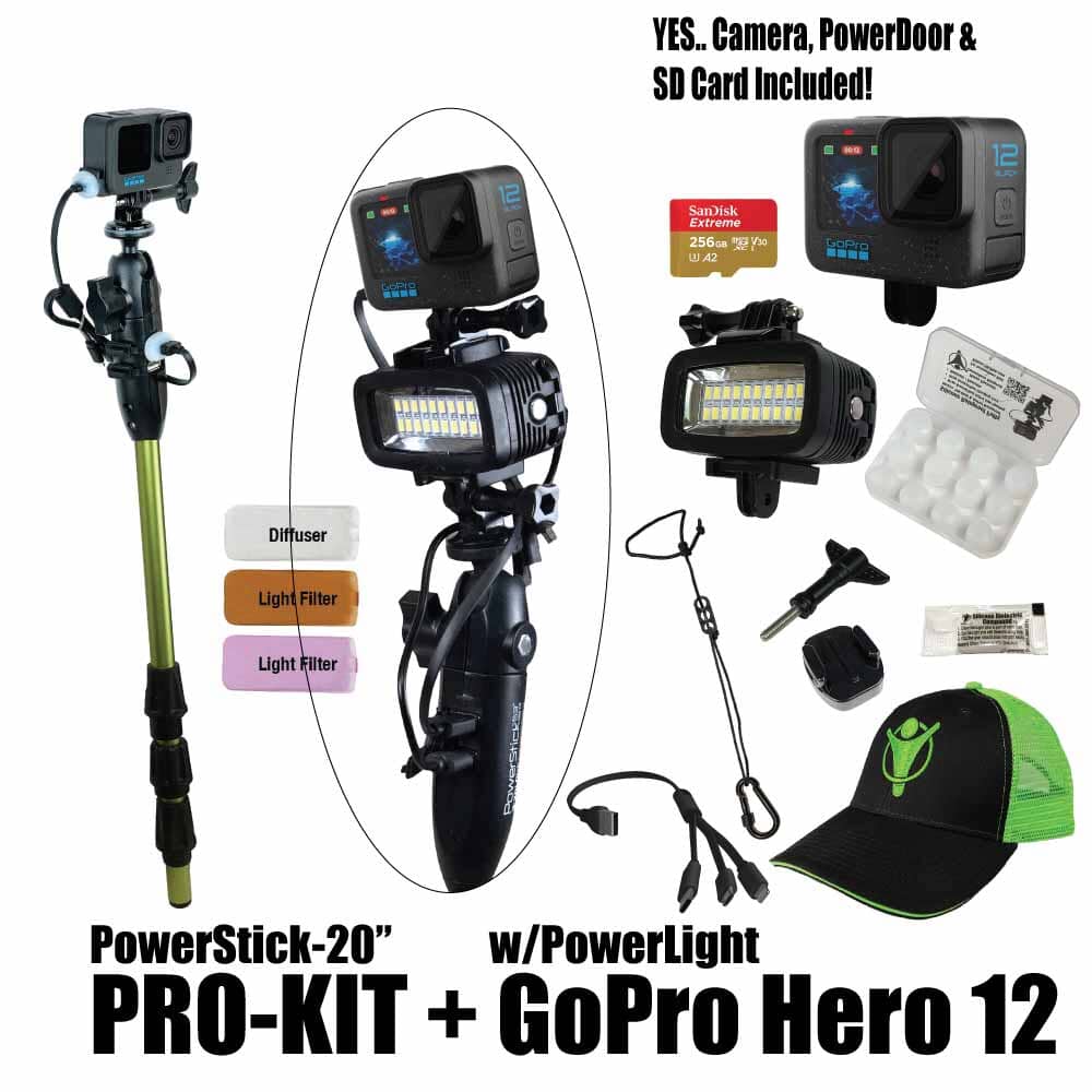 PowerStick-20" - YOLOtek GP8-PowerStick-20" PRO-KIT w/PowerLight + GoPro Hero 12 w/256gb SDCard ~