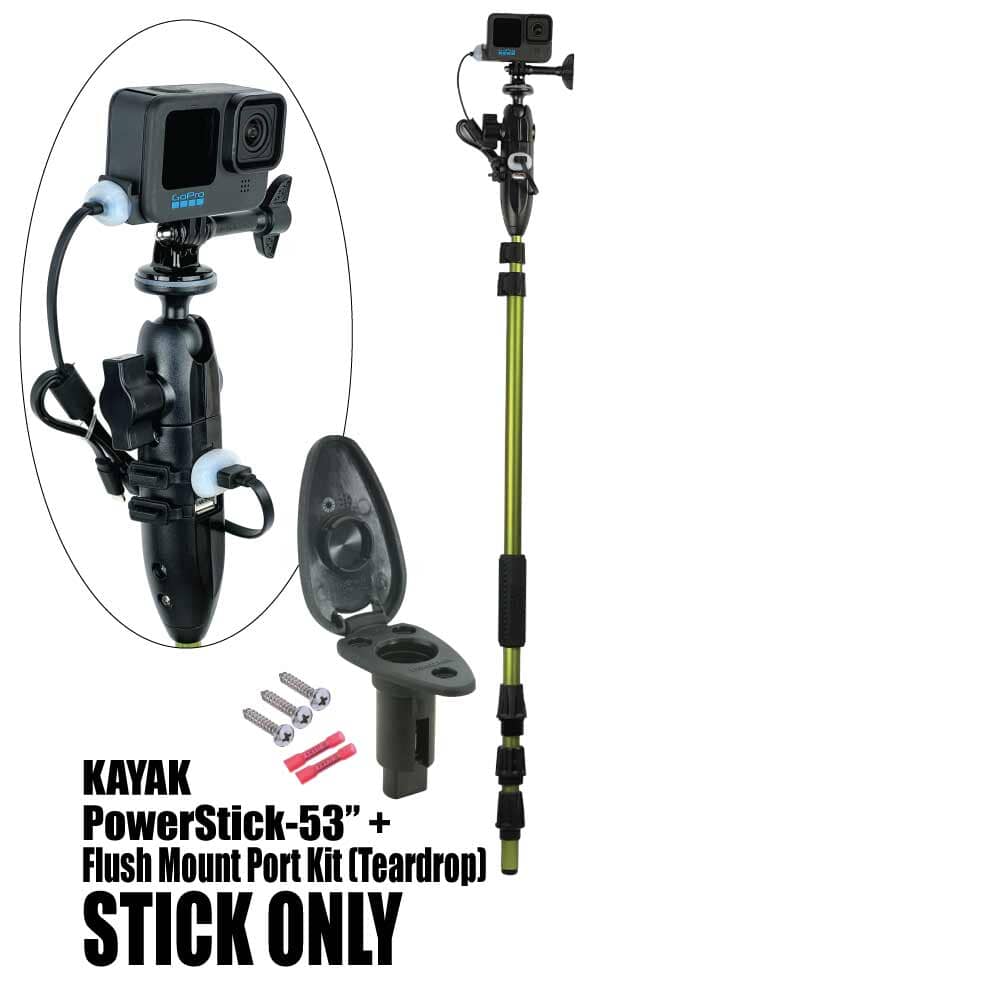 Kayak PowerStick-53"+ Flush Mount Port Kit (Teardrop) - YOLOtek 01-PowerStick-53" + Flush Mount Port Kit (Teardrop) [Stick Only] ~