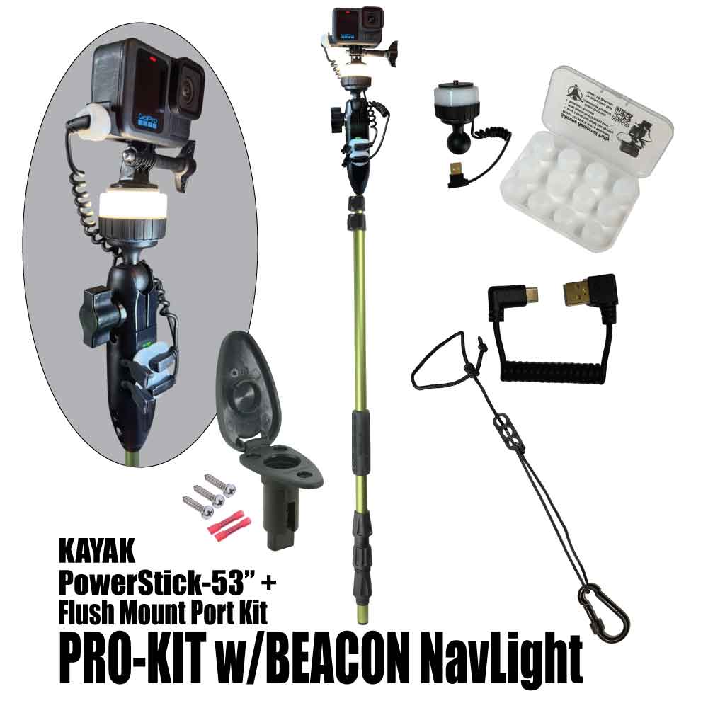 Kayak PowerStick-53"+ Flush Mount Port Kit (Teardrop)