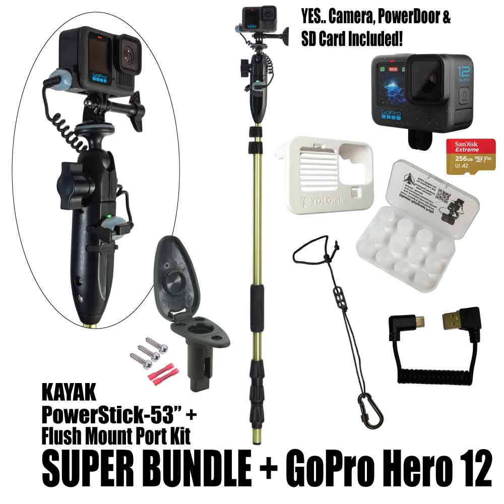 Kayak PowerStick-53"+ Flush Mount Port Kit (Teardrop)