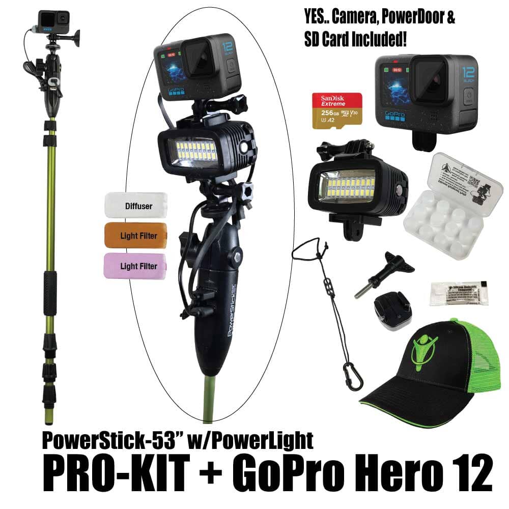 PowerStick-53" - YOLOtek GP8-PowerStick-53" PRO-KIT w/PowerLight + GoPro Hero 12 w/256gb SDCard ~