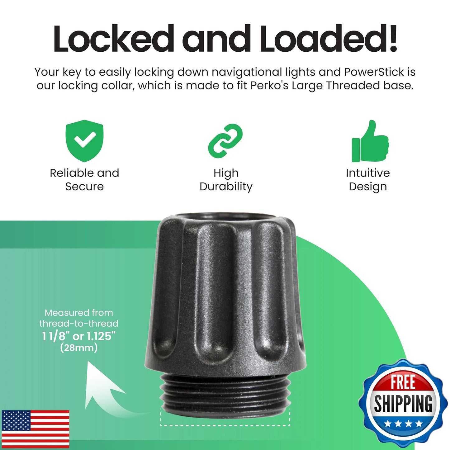 (555) Original: Perko Large Threaded Collar [NoDOTS: fits white anchor/running lights & loose on YOLOtek gear]