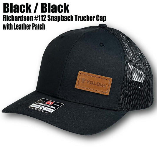 Richardson #112 Hat Black/Black - YOLOtek Richardson Truckers Cap (Snapback)
