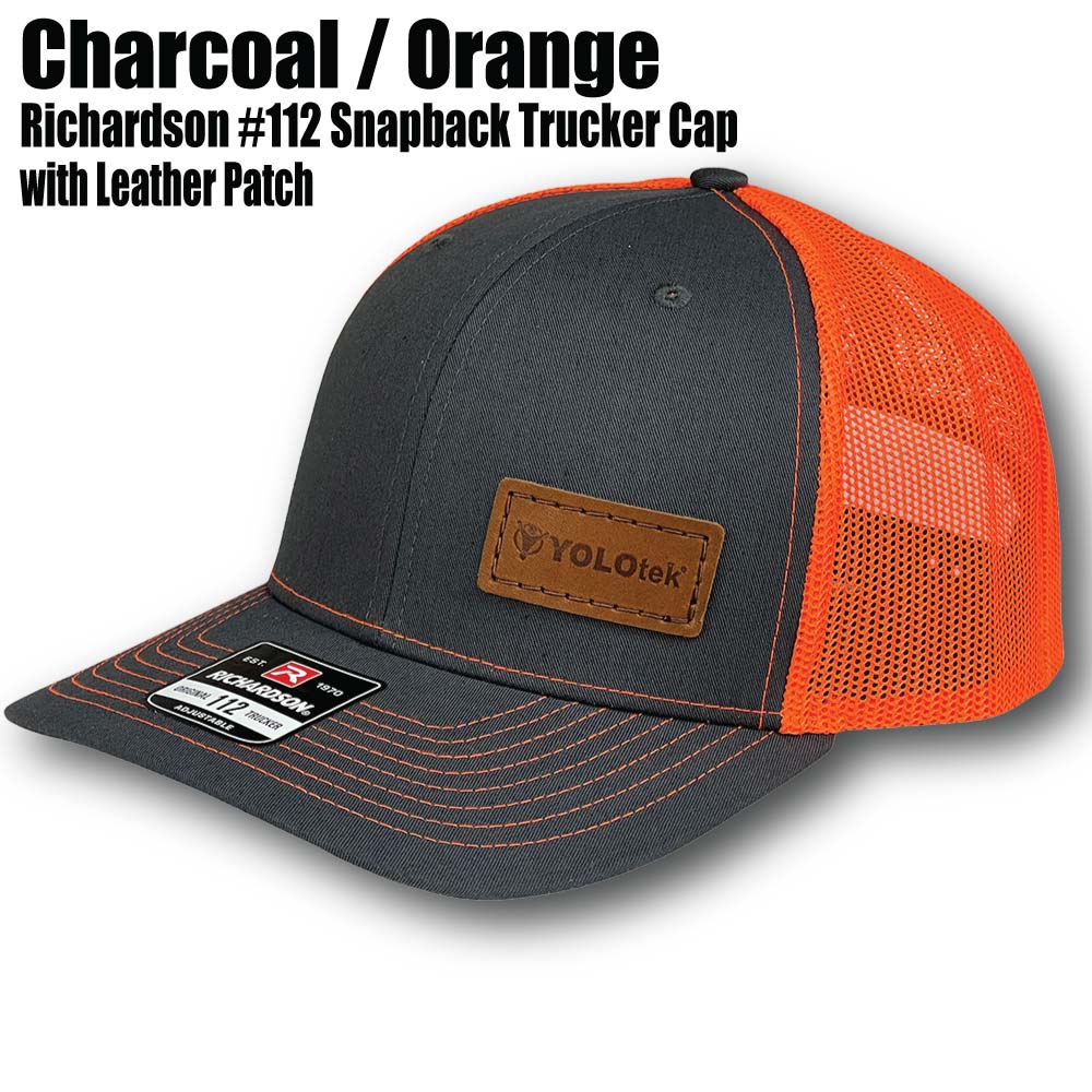 Richardson #112 Hat Charcoal/Orange - YOLOtek RICHARDSON TRUCKERS CAP (SNAPBACK)