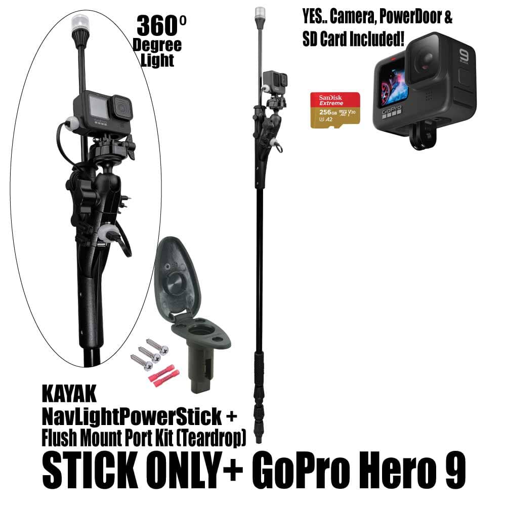 YOLOtek PowerStick 53" Bundle - Boat Mount & Power Supply For GoPro, DJI Action Cameras