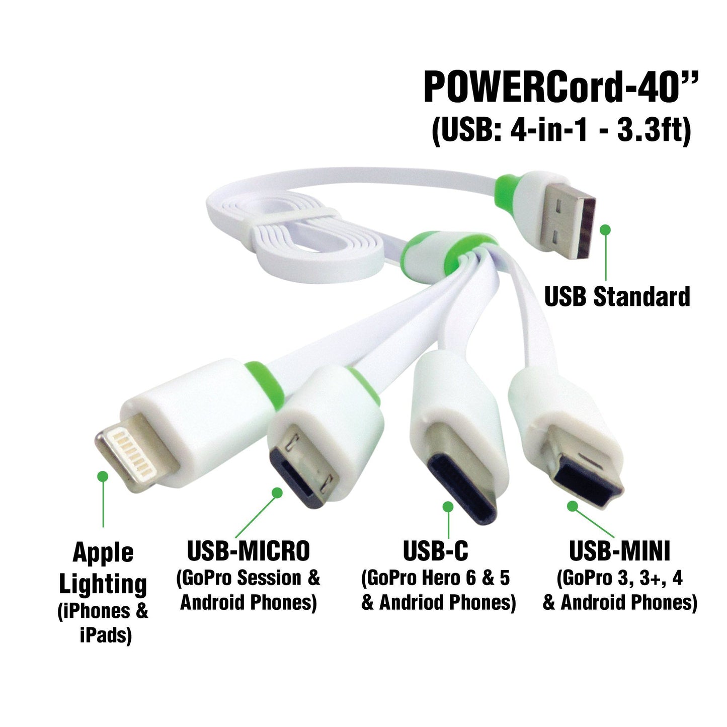 QuadCord-3.3' feet - YOLOtek [4-in-1 Power Cord]