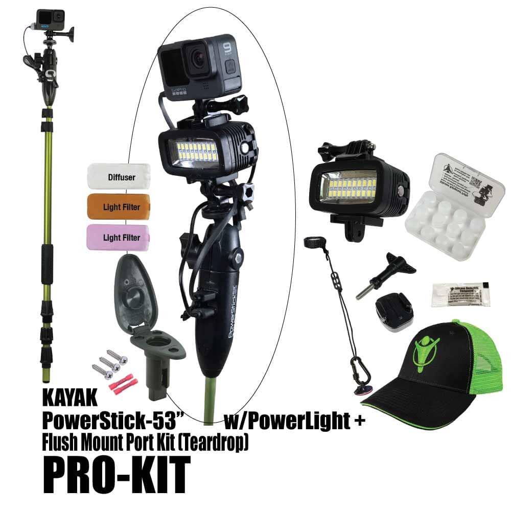 Kayak PowerStick-53"+ Flush Mount Port Kit (Teardrop) - YOLOtek 04-PowerStick-53" + Flush Mount Port Kit (Teardrop) PRO-KIT w/PowerLight ~