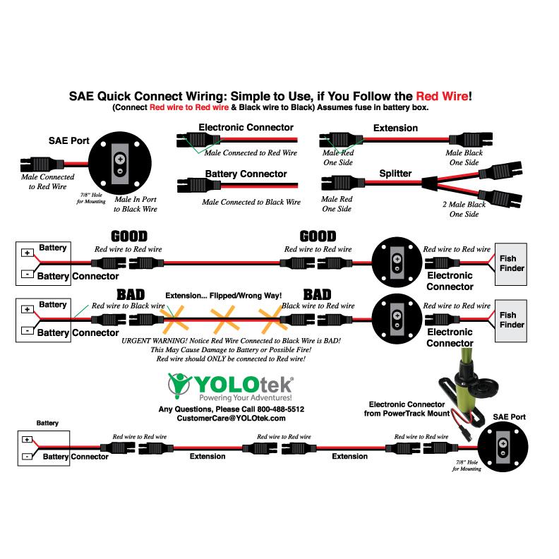 Extension 10" Quick Connect (SAE Male Red One Side to Male Black Other Side) - YOLOtek ~