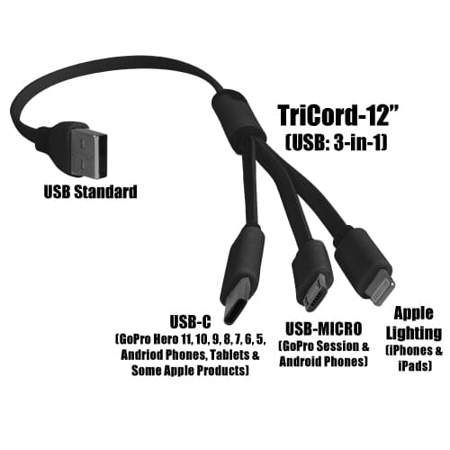 TriCord-12" - YOLOtek [4-in-1 Power Cord]