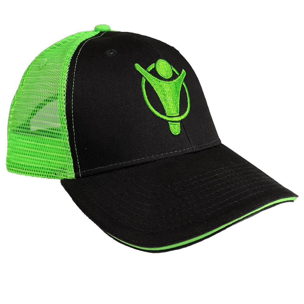 Truckers Sandwich Hat Black/Neon Green - YOLOtek TRUCKER SANDWICH CAP